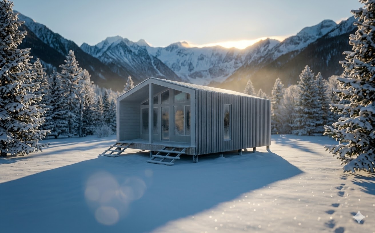 Модульный дом зимой