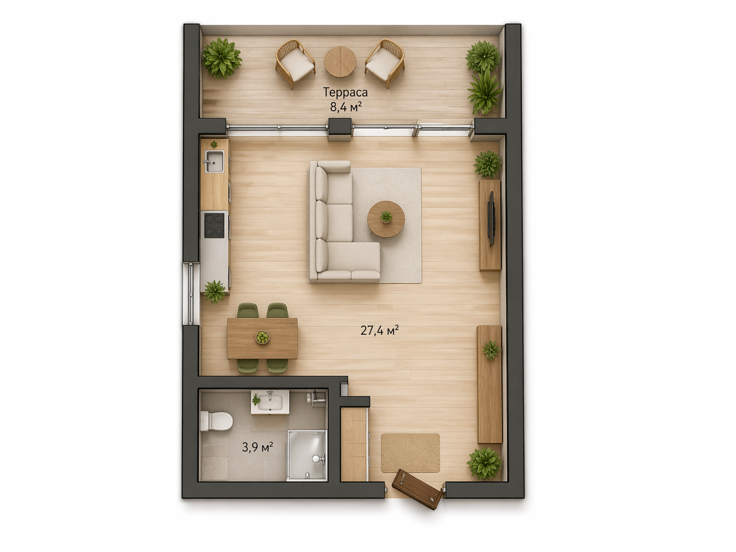 Планировка модульного дома: вариант 2