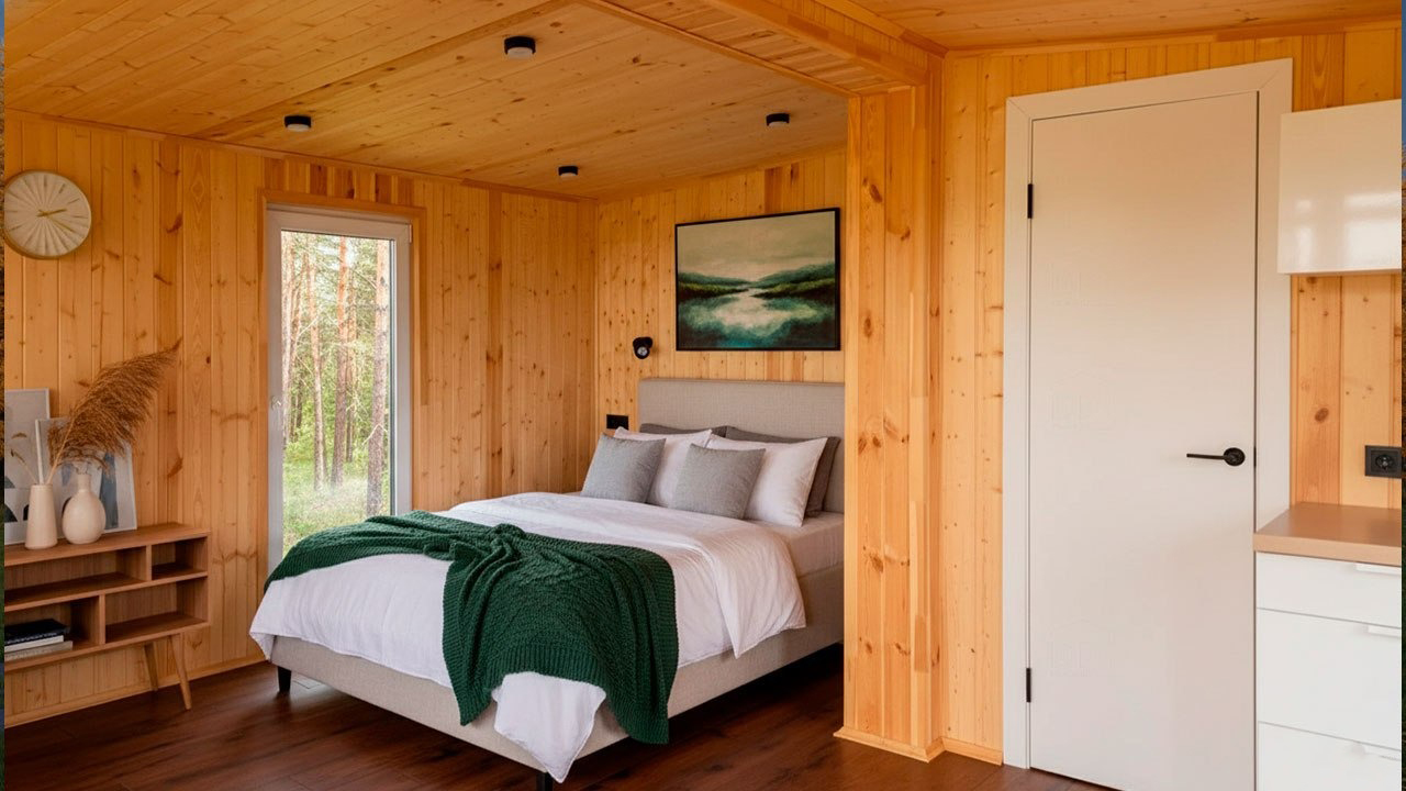 Интерьер модульного дома: спальня