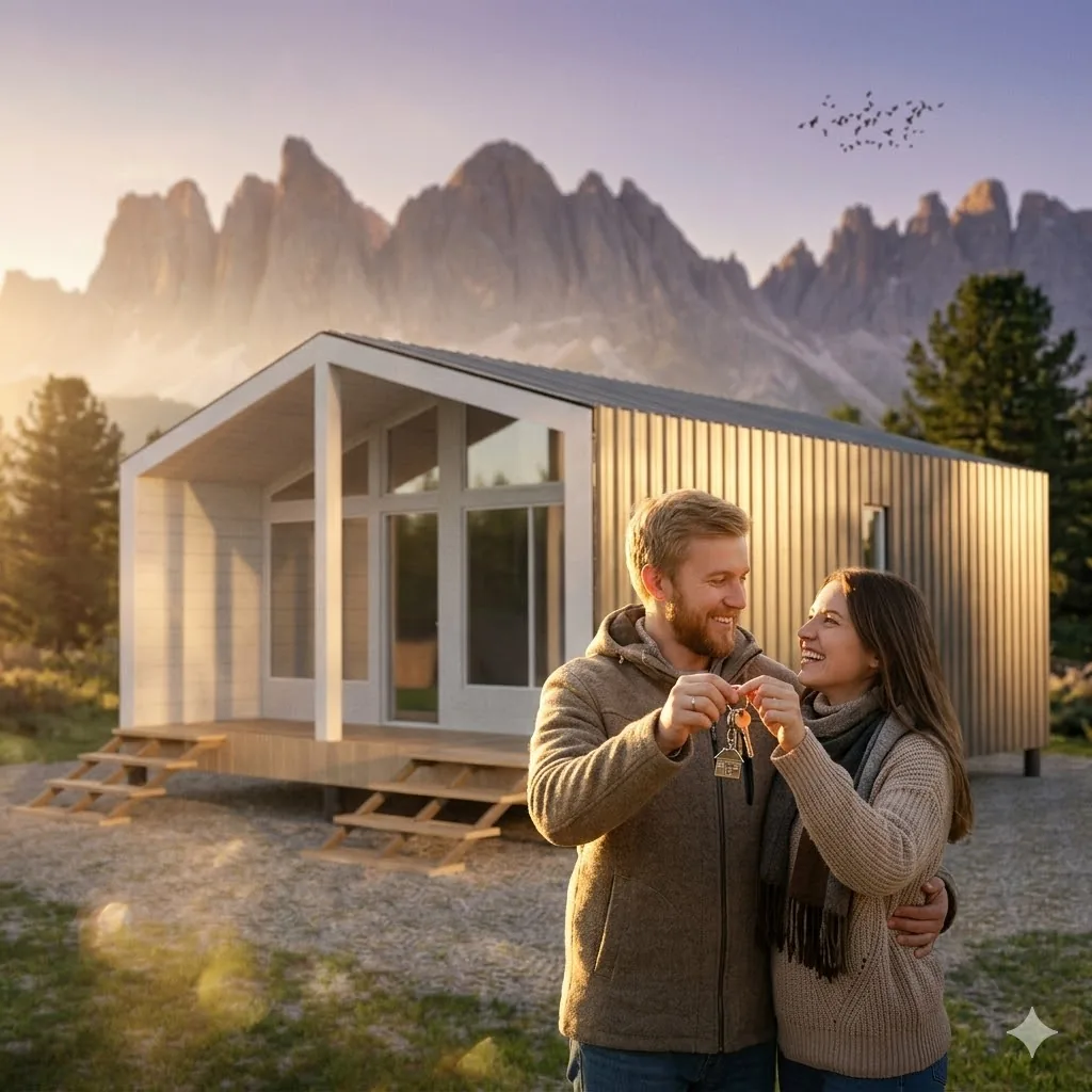 Передача ключей клиентам после монтажа модульного дома